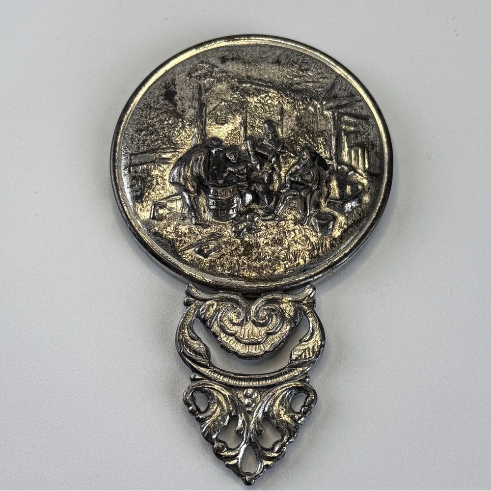 Antique Silver Plated Danish Mini Hand Mirror